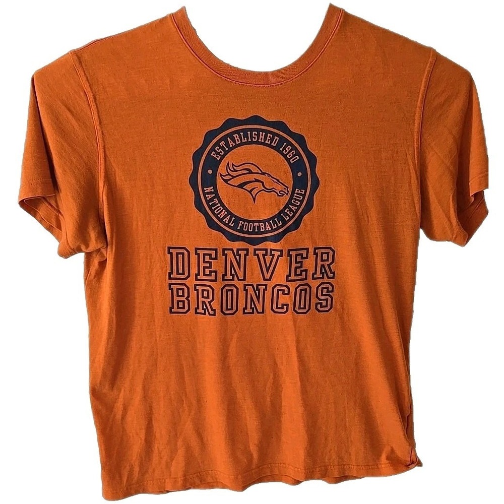 Vtg Denver Broncos Shirt Mens XL Orange Blue 90s NFL Football Retro Logo Tee XL